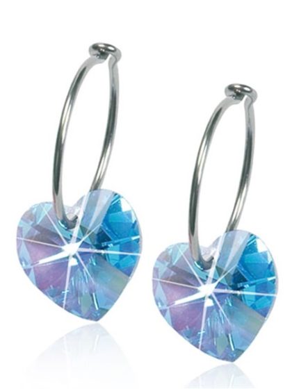 Blomdahl - Natural Titanium Heart Aquamarine